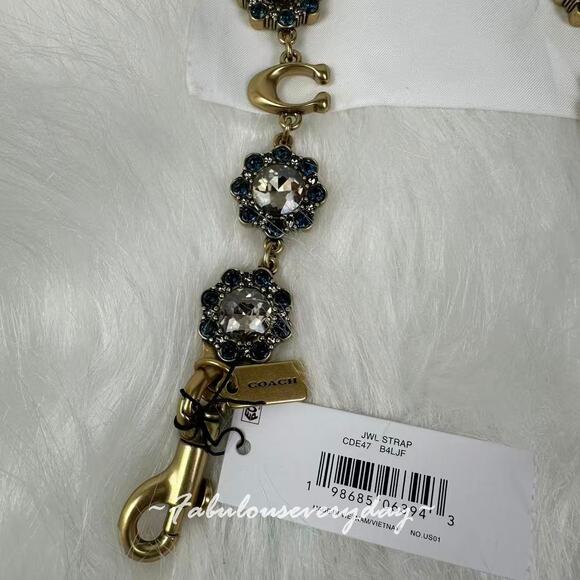 Coach Short Jewelry Chain Strap In Brass/Blue Multi CDE47 NWT - Picture 4 of 5